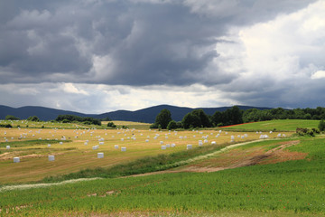 czech country with straw bales