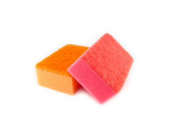 Sponge scouring pads on an isolated white background