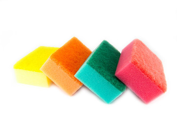 Sponge scouring pads on an isolated white background