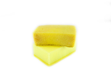 Sponge scouring pads on an isolated white background