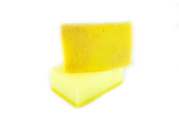 Sponge scouring pads on an isolated white background