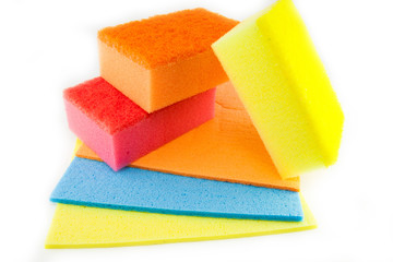 Sponge scouring pads on an isolated white background