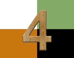 Obraz premium CLASSIC FONT or LETTER and colour design of ALPHABET 4 in wood texture natural style