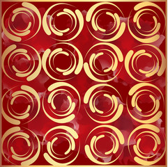 Абстрактный фон с круглым золотым повторяющимся орнаментом. Векторная иллюстрация.