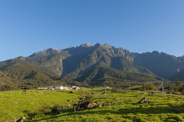 Kinabalu mountain view from Desa Dairy Farm, Kundasang, Sabah Borneo, Malaysia