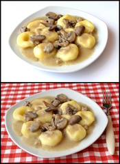 kluski z sosem pieczarkowym