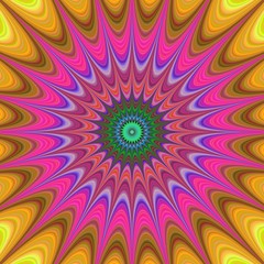 Abstract colorful concentric curved star fractal
