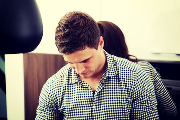 Man cooking in kitchen at home.