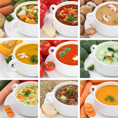 Collage Suppe Suppen Tomatensuppe Gemüse Gemüsesuppe Nahaufnah
