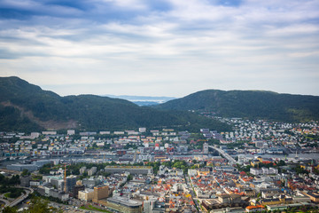 Fototapeta na wymiar Top view of the city of Bergen . Norway