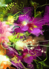 digital painting of abstract orchid flowers