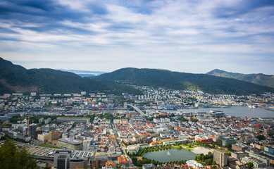 Top view of the city of Bergen . Norway