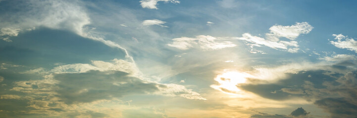 Sun rise and sun set sky with cloud, panoramic image.