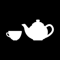 The teapot and cup icon. Tea symbol. Flat