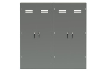 Grey metal lockers closeup