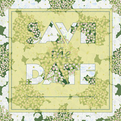 Floral viburnum greeting card with the text Save the date.