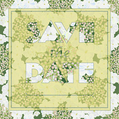 Floral viburnum greeting card with the text Save the date.