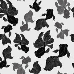 Black moor fish pattern. Seamless pattern background.