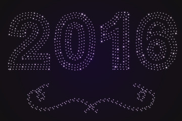 New year 2016 background from bright stars and swirls.
