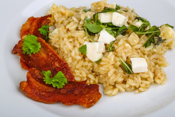 Risotto with mozzarella and bacon