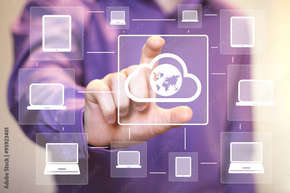 Poster business button cloud map icon connection web computer