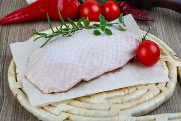 Raw duck breast