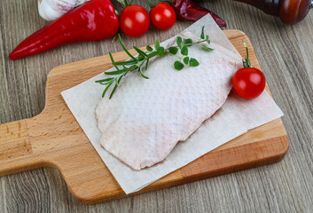 Raw duck breast