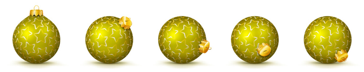 Vektor Weihnachtskugeln in gelb - verschiedenen Perspektiven - Isoliert auf weißem Hintergrund - Jede Kugel ist gruppiert und mit weißer Hintergrund-Ebene.