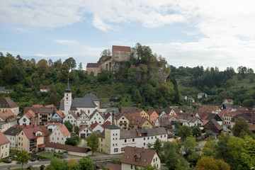 Stadtansicht von Pottenstein, Oberfranken, Deutschland