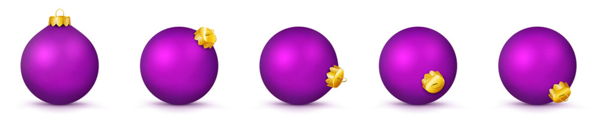 Vektor Weihnachtskugeln in violett - verschiedenen Perspektiven - Isoliert auf weißem Hintergrund - Jede Kugel ist gruppiert und mit weißer Hintergrund-Ebene - Set, Sammlung, Kollektion, Gruppierung