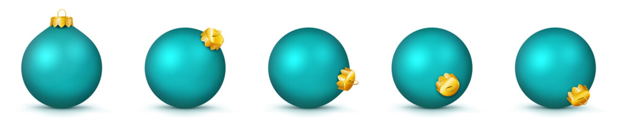 Vektor Weihnachtskugeln in türkis blau - verschiedenen Perspektiven - Isoliert weißer Hintergrund - Jede Kugel ist gruppiert und mit weißer Hintergrund-Ebene - Set, Sammlung, Kollektion, Gruppierung