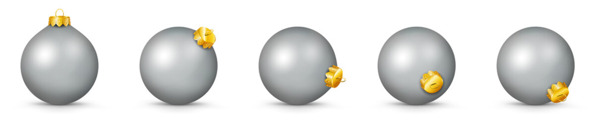 Vektor Weihnachtskugeln in silber - verschiedenen Perspektiven - Isoliert auf weißem Hintergrund - Jede Kugel ist gruppiert und mit weißer Hintergrund-Ebene - Set, Sammlung, Kollektion, Gruppierung