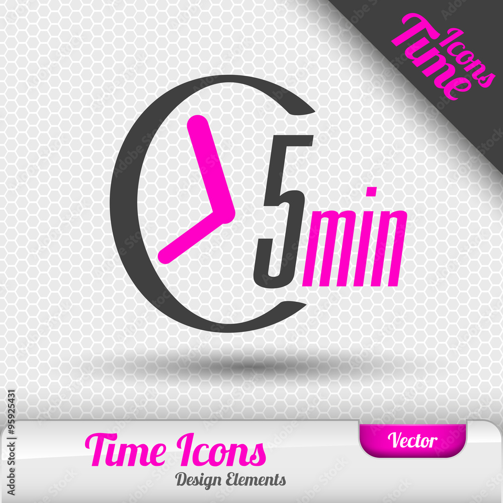 Poster time icon 5 minutes symbol vector design elements