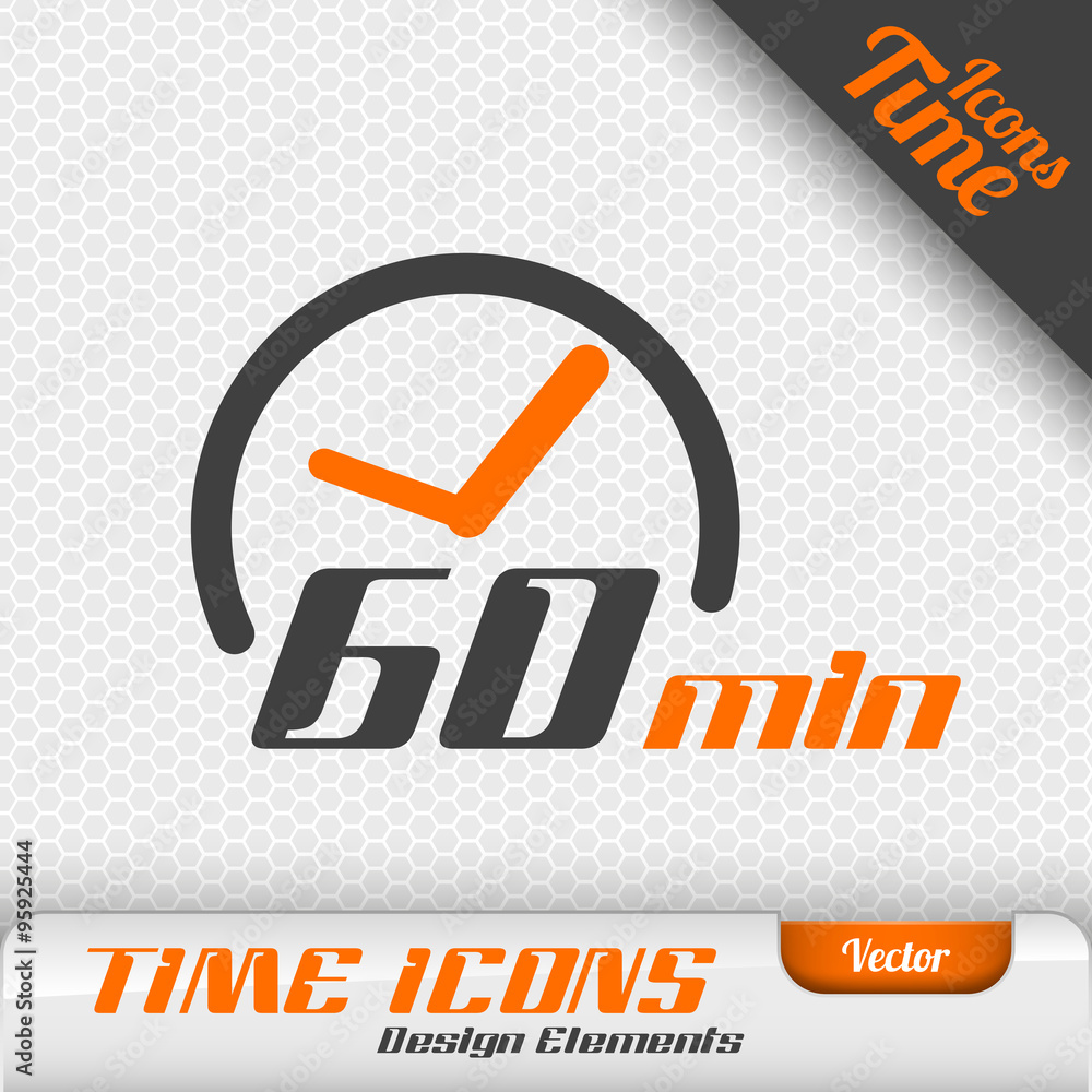 Poster time icon 60 minutes symbol vector design elements