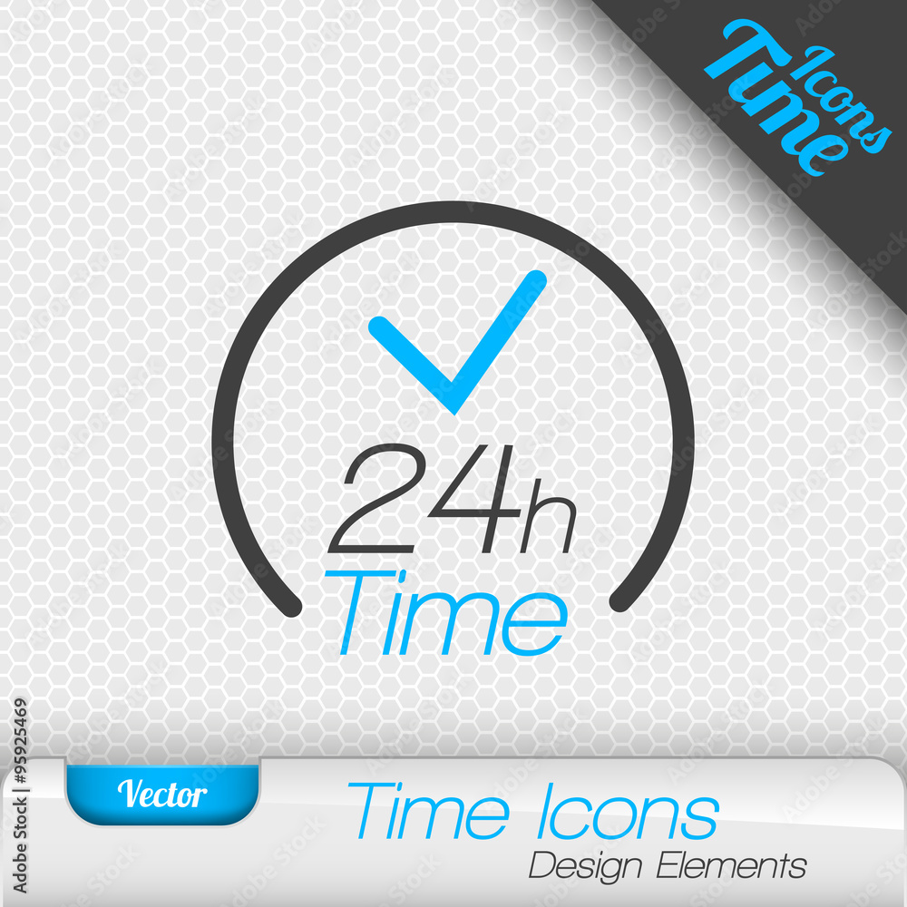Poster 24 hours icon vector design elements