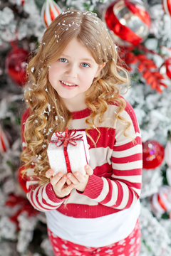 girl near christmas tree 