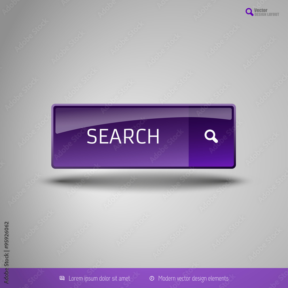 Poster simple button on the neutral gray background with icons. vector