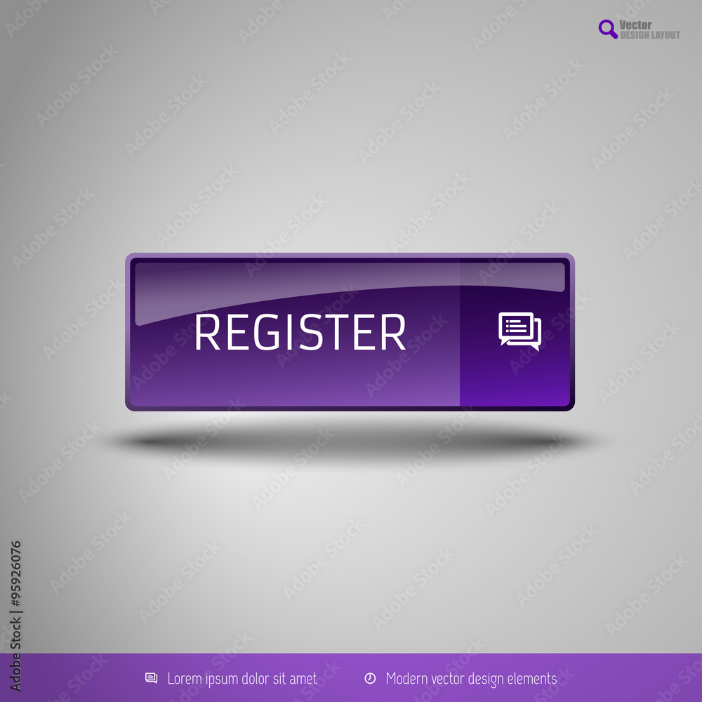 Poster simple button on the neutral gray background with icons. vector