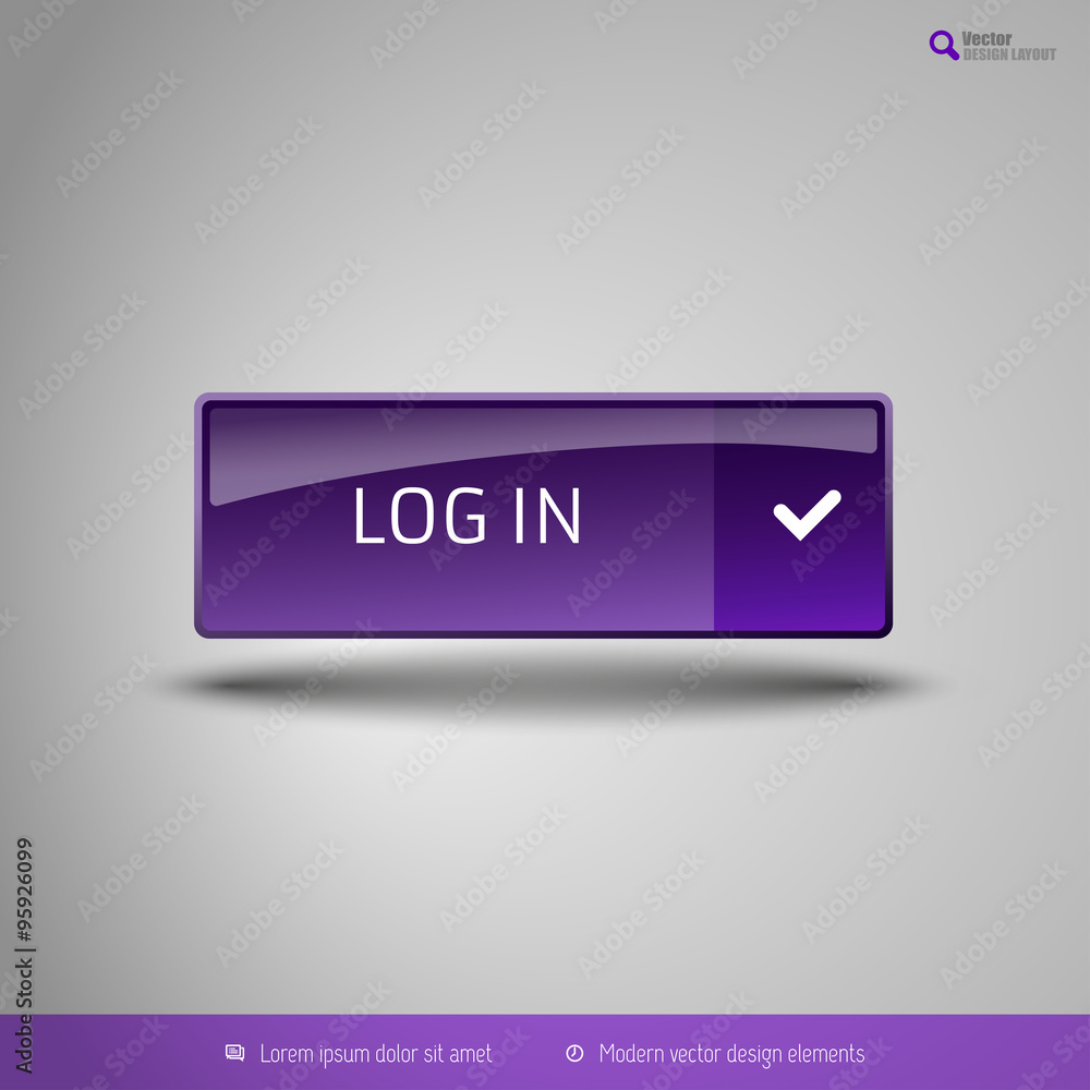 Poster simple button on the neutral gray background with icons. vector
