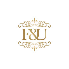 F&U Initial logo. Ornament ampersand monogram golden logo © ariefpro