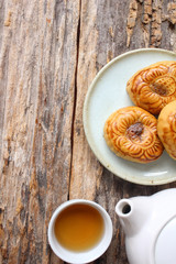 Festival moon cake with hot tea - Chinese cake