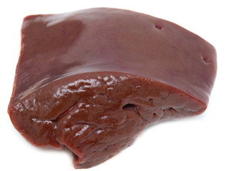 fresh beef liver on a white background