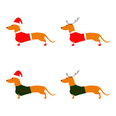 Set of Christmas dachshunds