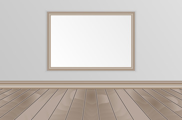 Empty interior with wooden floor and image for your slogan or text.