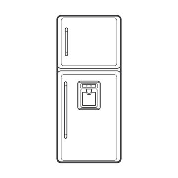 outline kitchen refrigerator illustration.