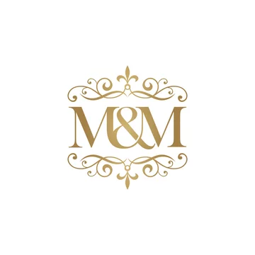 M&M Initial logo. Ornament ampersand monogram golden logo Stock Vector