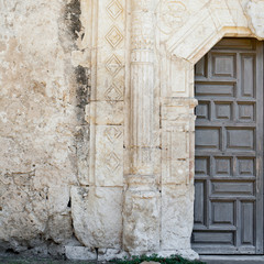 Fototapeta premium San Jose Mission Door Detail / Interesting view of the San Jose Mission Doors and Masonry