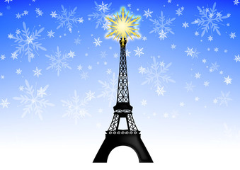 Fototapeta na wymiar Eiffelturm an Weihnachten / Frohe Weihnachten