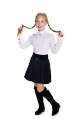 Pretty schoolgirl with pigtails