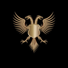 Abstract bird isolated with shield. Vector illustration.